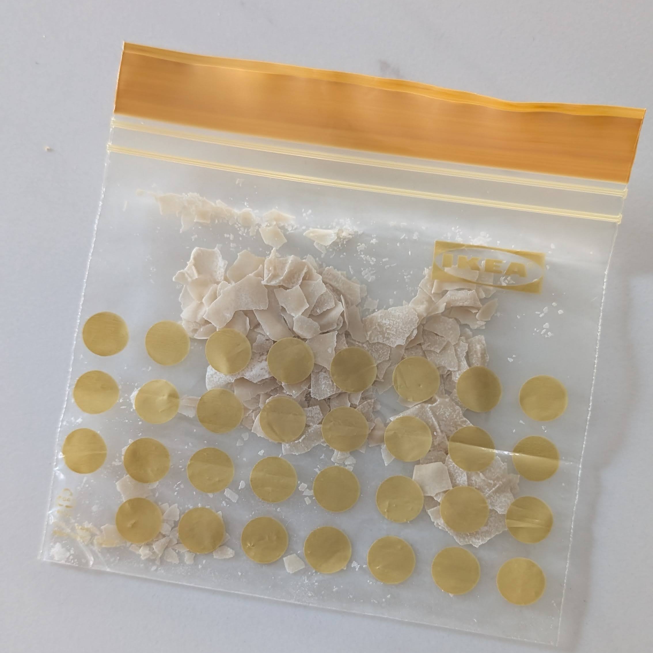 Dehydrated sourdough inside an IKEA resealable bag